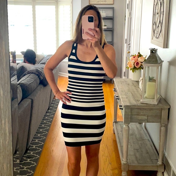 bebe Dresses & Skirts - Bebe bodycon b&w dress size small